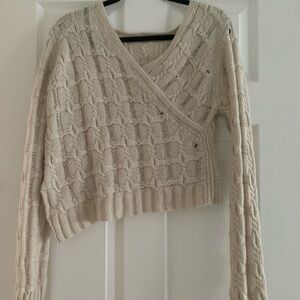 Billabong Cream V-Neck Cable Knit Sweater